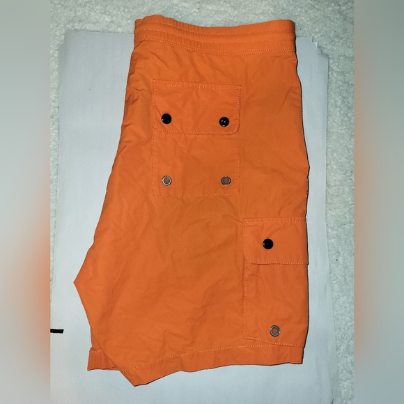 Ralph Lauren RLX Cargo Snap Board Shorts Nylon Orange Size X Large Y2K - Picture 5 of 8